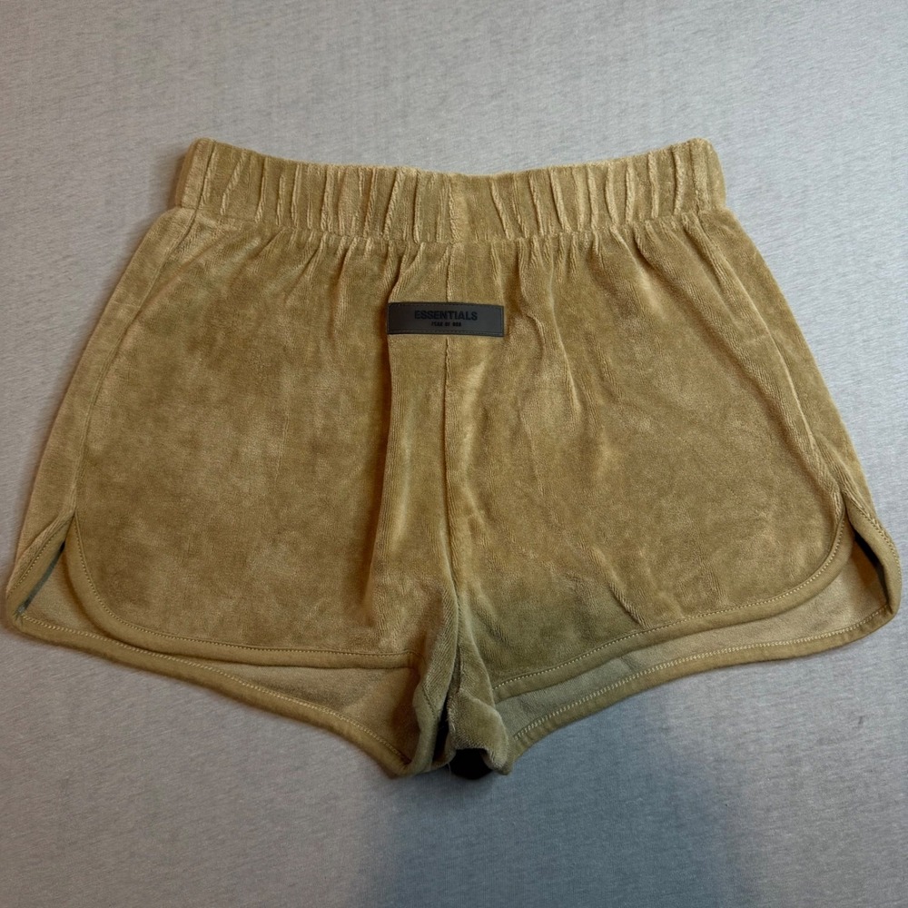 Fear of God Essentials Velour Shorts brown oak Small FOG beach Lounge Gym